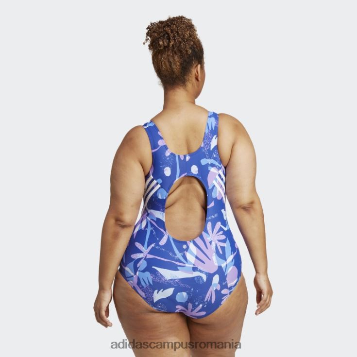 adidas campus romania Costum de baie floral cu 3 dungi (mărime plus) albastru adidas femei albastru alb J266N216692