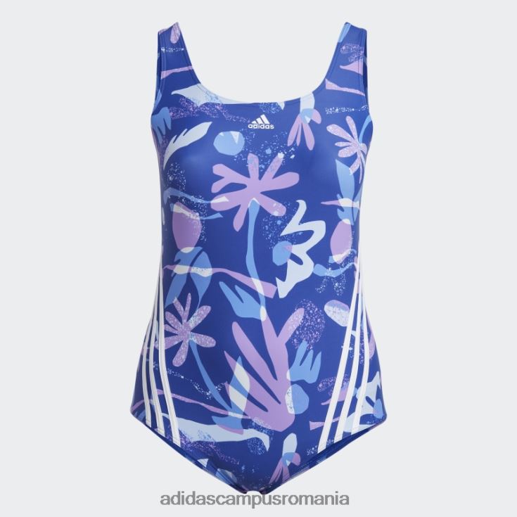 adidas campus romania Costum de baie floral cu 3 dungi (mărime plus) albastru adidas femei albastru alb J266N216692
