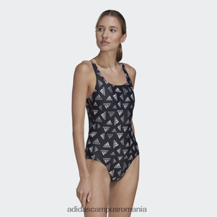 adidas campus romania Costum de baie negru de îmbrăcăminte sport cu imprimeu peste tot femei alb negru J266N216814