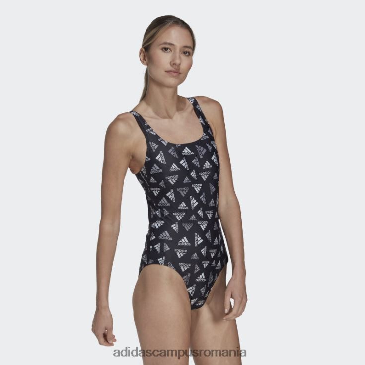 adidas campus romania Costum de baie negru de îmbrăcăminte sport cu imprimeu peste tot femei alb negru J266N216814