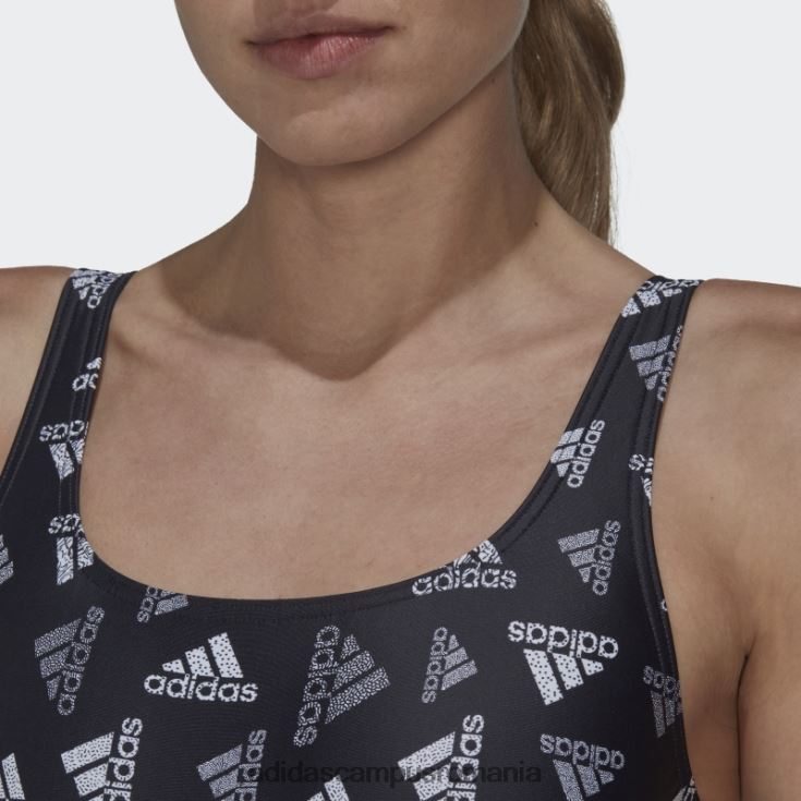 adidas campus romania Costum de baie negru de îmbrăcăminte sport cu imprimeu peste tot femei alb negru J266N216814