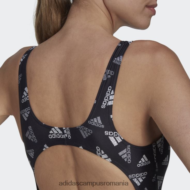 adidas campus romania Costum de baie negru de îmbrăcăminte sport cu imprimeu peste tot femei alb negru J266N216814