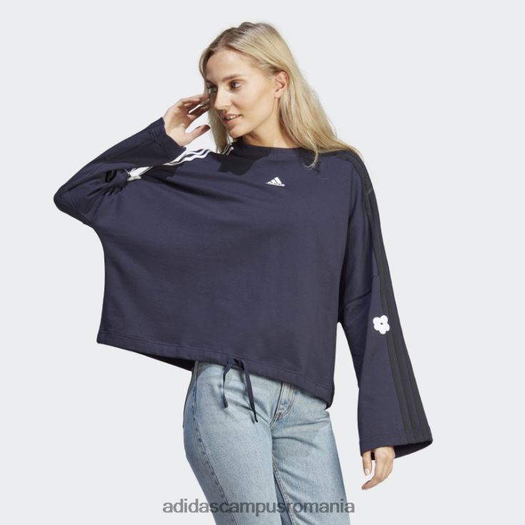 adidas campus romania Hanorac cu 3 dungi cu cerneală pete flori de chenilie femei cerneală J266N29301