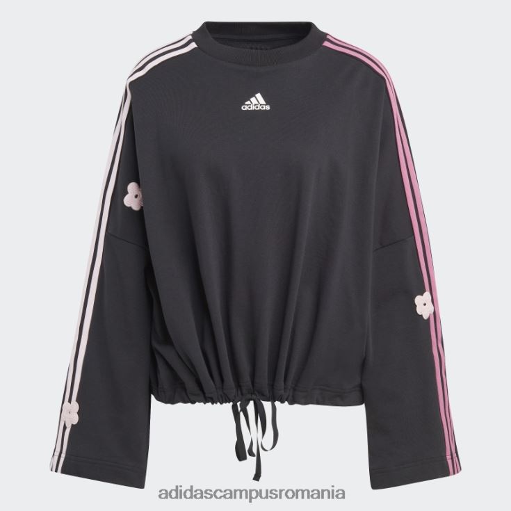 adidas campus romania Hanorac cu 3 dungi cu flori de chenilie negre femei negru J266N29542
