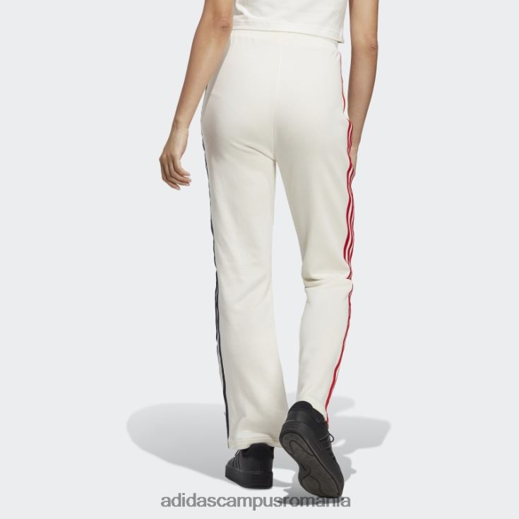 adidas campus romania Pantaloni de jogging albi cu 3 dungi cu talie înaltă, cu flori de chenilie, adidas femei alb J266N29543