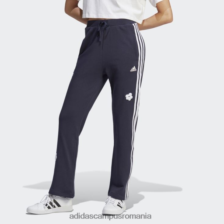 adidas campus romania Pantaloni de jogging cu talie înaltă cu 3 dungi, cu cerneală cu pete de chenilie femei cerneală J266N29523