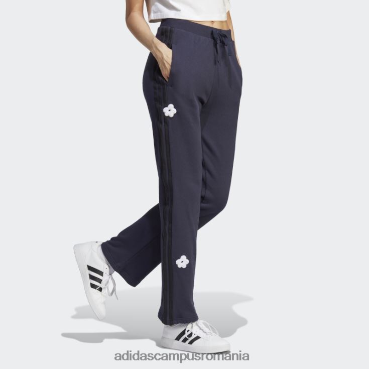 adidas campus romania Pantaloni de jogging cu talie înaltă cu 3 dungi, cu cerneală cu pete de chenilie femei cerneală J266N29523