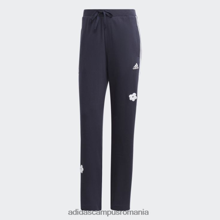 adidas campus romania Pantaloni de jogging cu talie înaltă cu 3 dungi, cu cerneală cu pete de chenilie femei cerneală J266N29523