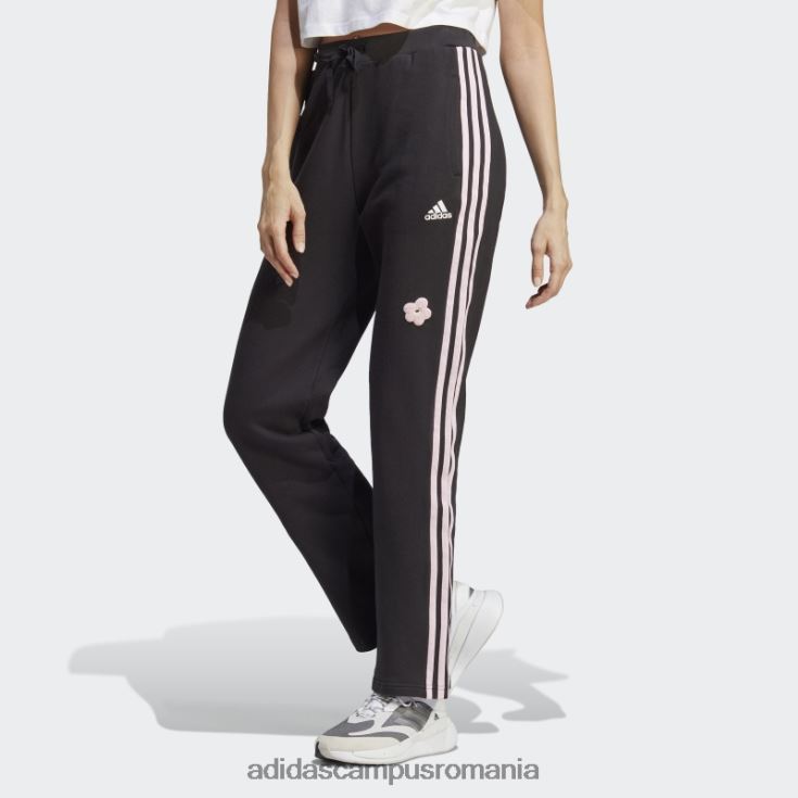 adidas campus romania Pantaloni de jogging cu talie înaltă cu 3 dungi, cu flori de chenilie, negru adidas femei negru J266N29492