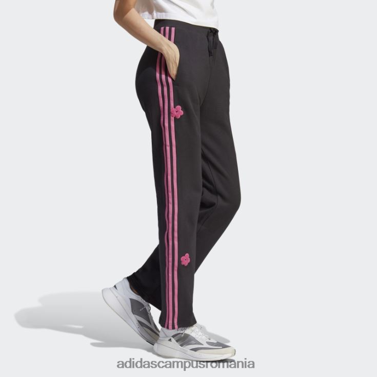 adidas campus romania Pantaloni de jogging cu talie înaltă cu 3 dungi, cu flori de chenilie, negru adidas femei negru J266N29492