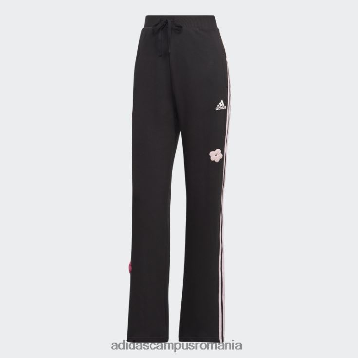 adidas campus romania Pantaloni de jogging cu talie înaltă cu 3 dungi, cu flori de chenilie, negru adidas femei negru J266N29492