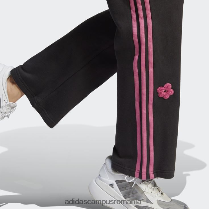adidas campus romania Pantaloni de jogging cu talie înaltă cu 3 dungi, cu flori de chenilie, negru adidas femei negru J266N29492