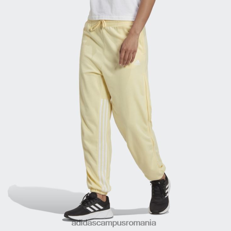 adidas campus romania Pantaloni de jogging supradimensionați hyperglam cu 3 dungi, cu fermoare laterale, galbeni adidas femei galben/alb J266N28982