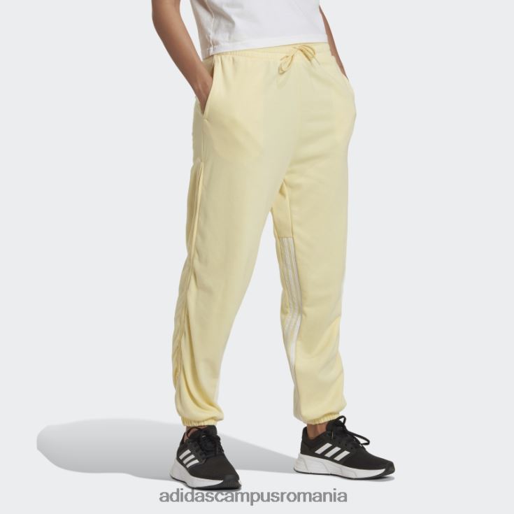 adidas campus romania Pantaloni de jogging supradimensionați hyperglam cu 3 dungi, cu fermoare laterale, galbeni adidas femei galben/alb J266N28982