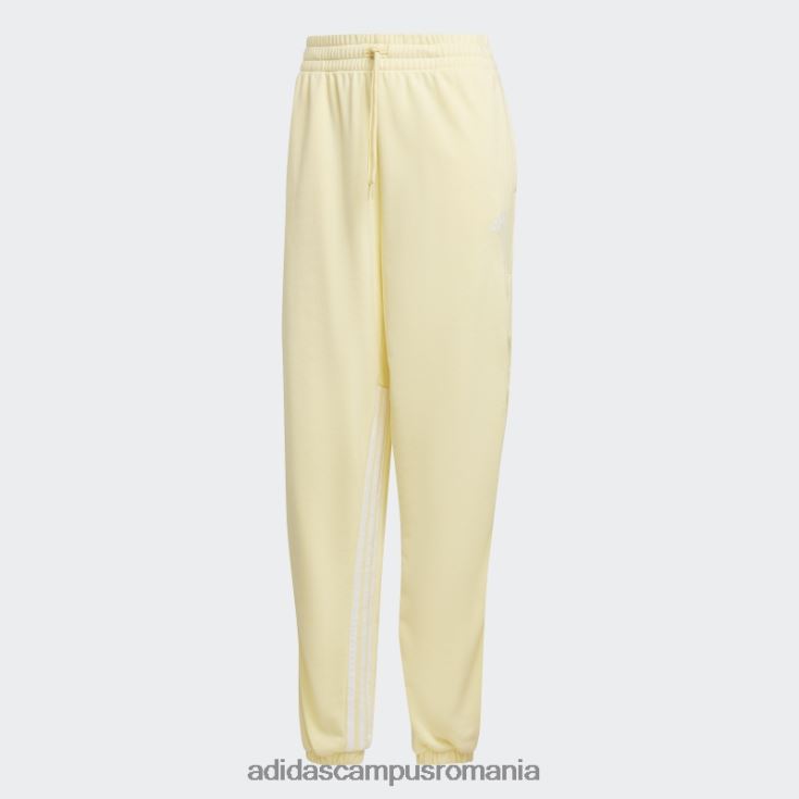 adidas campus romania Pantaloni de jogging supradimensionați hyperglam cu 3 dungi, cu fermoare laterale, galbeni adidas femei galben/alb J266N28982