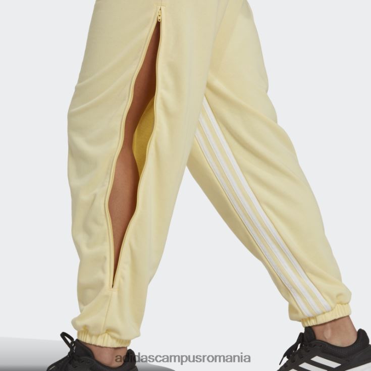 adidas campus romania Pantaloni de jogging supradimensionați hyperglam cu 3 dungi, cu fermoare laterale, galbeni adidas femei galben/alb J266N28982
