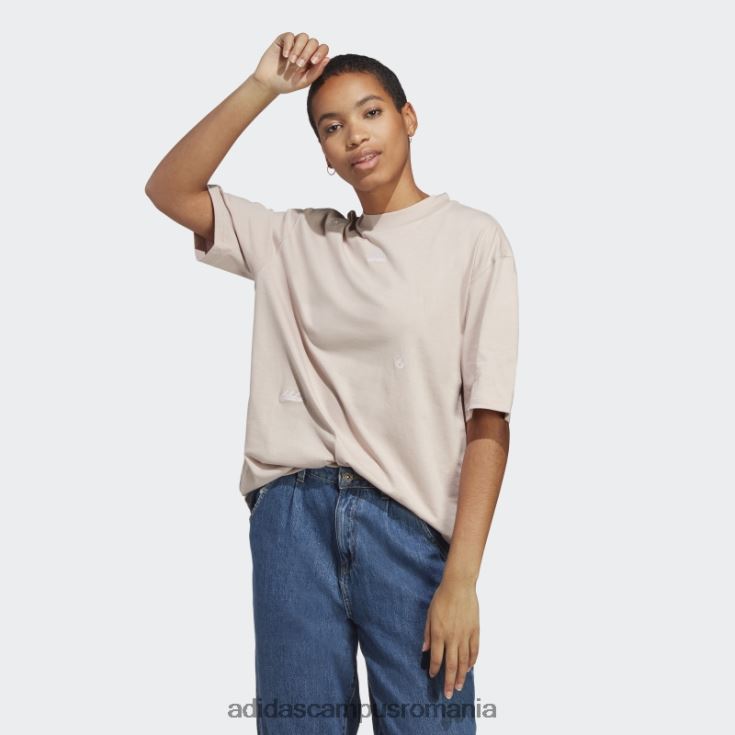 adidas campus romania Tricou boyfriend cu cristale vindecătoare inspirate de grafică taupe femei taupe/alb J266N29194