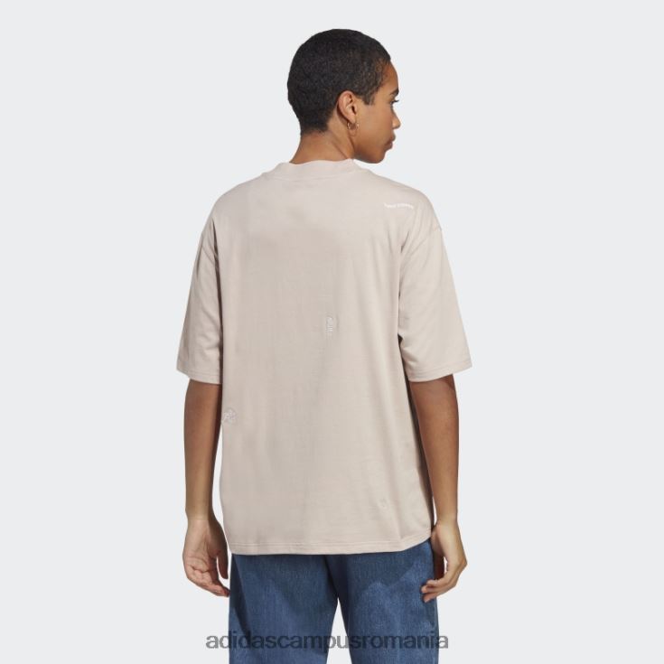 adidas campus romania Tricou boyfriend cu cristale vindecătoare inspirate de grafică taupe femei taupe/alb J266N29194