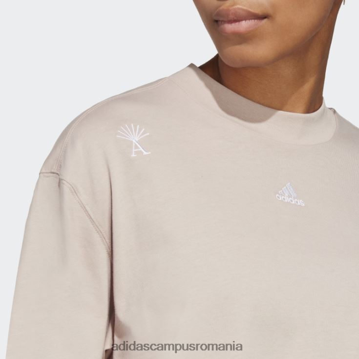 adidas campus romania Tricou boyfriend cu cristale vindecătoare inspirate de grafică taupe femei taupe/alb J266N29194