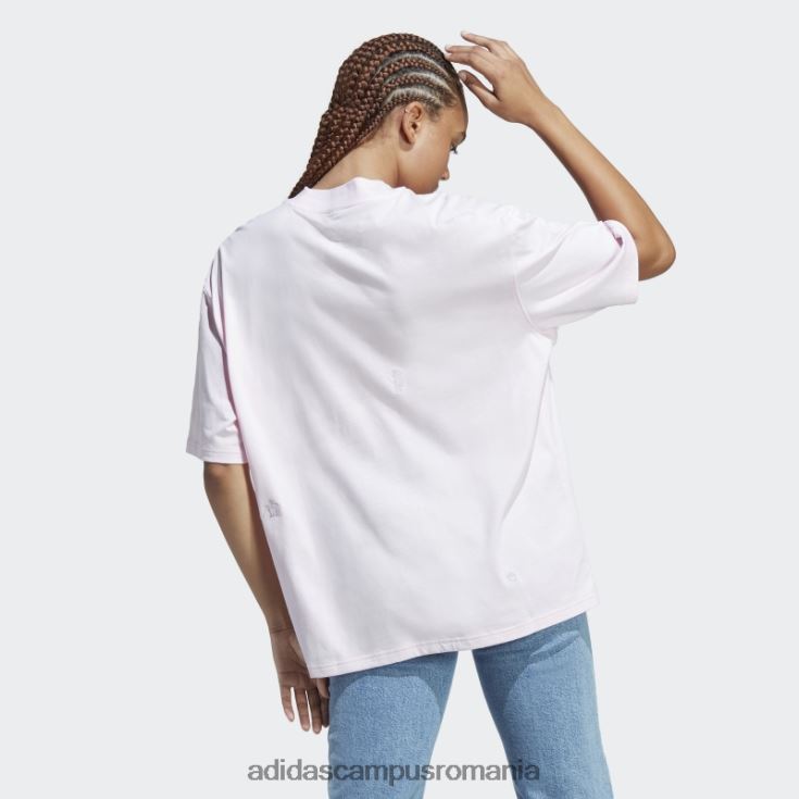 adidas campus romania Tricou boyfriend cu cristale vindecatoare inspirate de grafica roz femei zori roz/argintii J266N22402