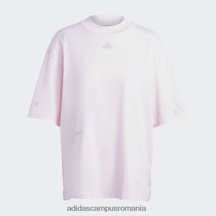 adidas campus romania Tricou boyfriend cu cristale vindecatoare inspirate de grafica roz femei zori roz/argintii J266N22402