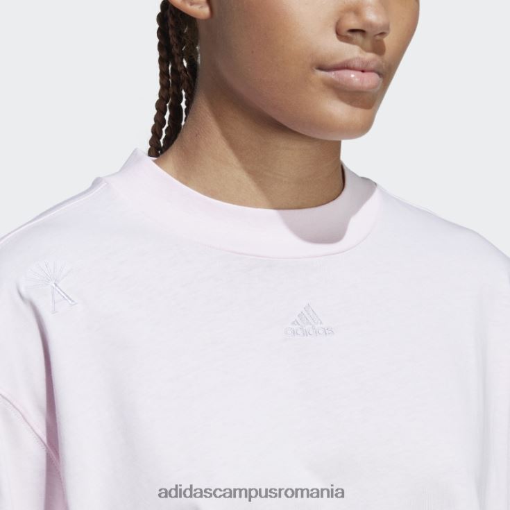 adidas campus romania Tricou boyfriend cu cristale vindecatoare inspirate de grafica roz femei zori roz/argintii J266N22402