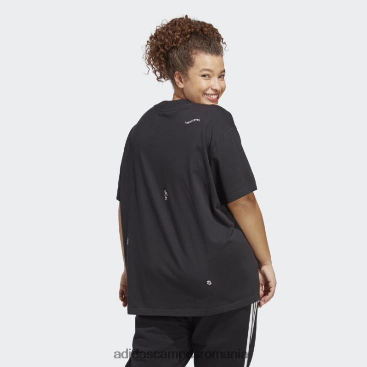adidas campus romania Tricou boyfriend cu grafică inspirată de cristale vindecătoare (plus mărime) negru adidas femei alb negru J266N29156