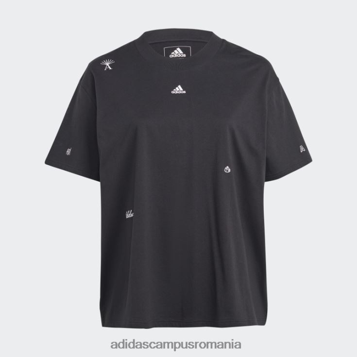 adidas campus romania Tricou boyfriend cu grafică inspirată de cristale vindecătoare (plus mărime) negru adidas femei alb negru J266N29156
