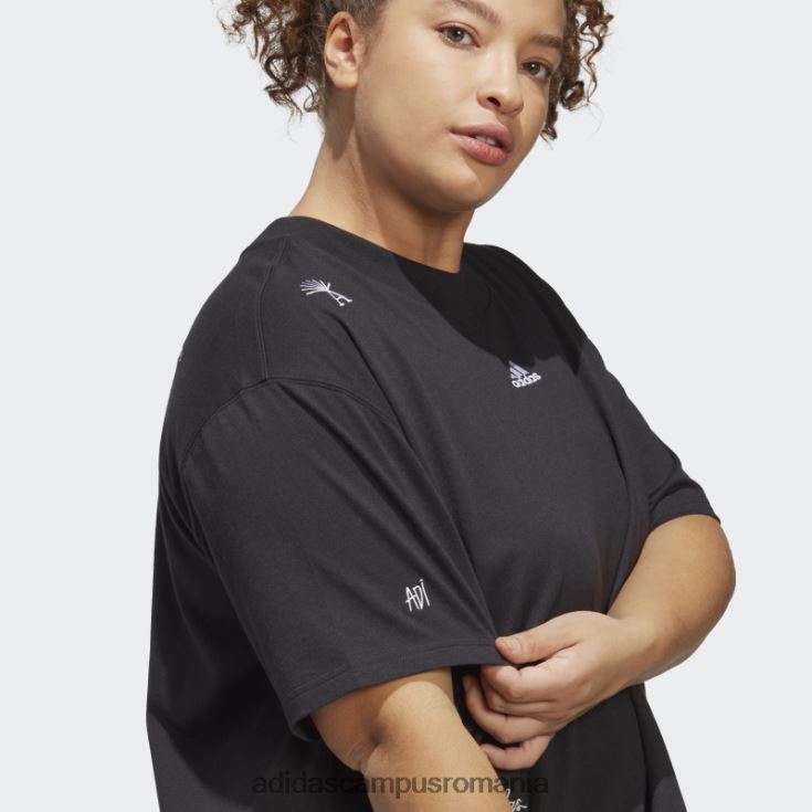 adidas campus romania Tricou boyfriend cu grafică inspirată de cristale vindecătoare (plus mărime) negru adidas femei alb negru J266N29156