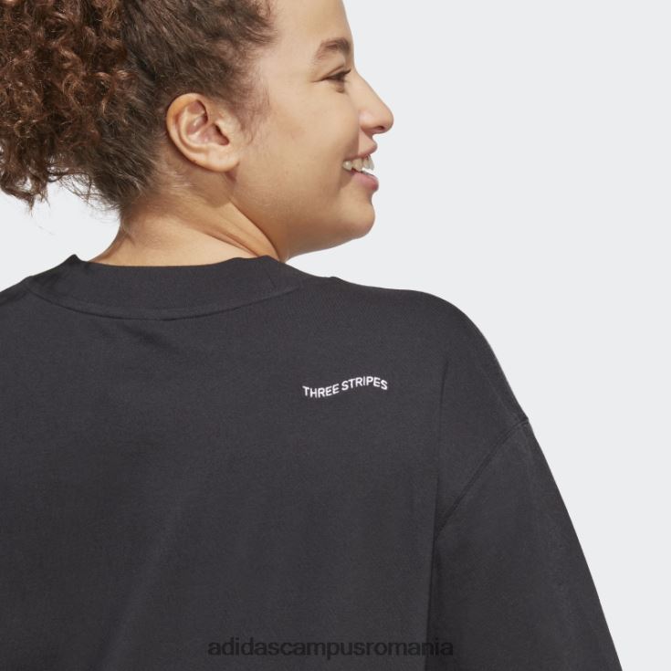 adidas campus romania Tricou boyfriend cu grafică inspirată de cristale vindecătoare (plus mărime) negru adidas femei alb negru J266N29156