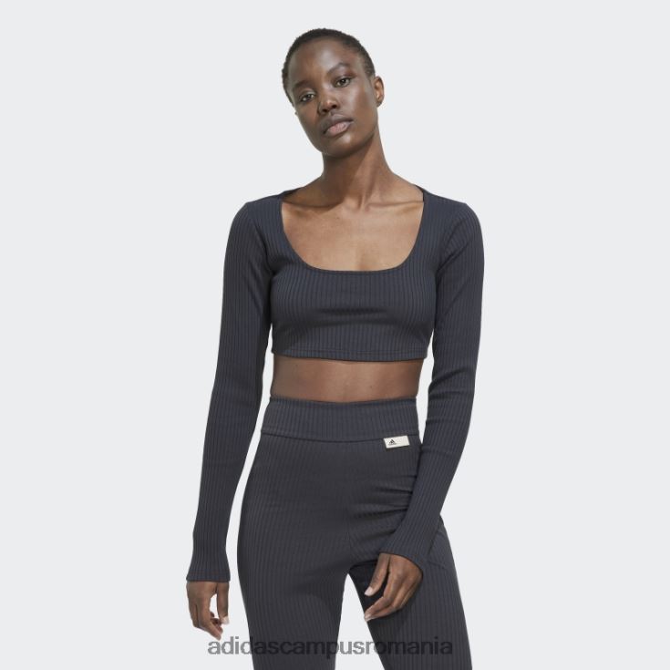 adidas campus romania Tricou cu mânecă lungă decupată din carbon studio lounge femei carbon J266N23160