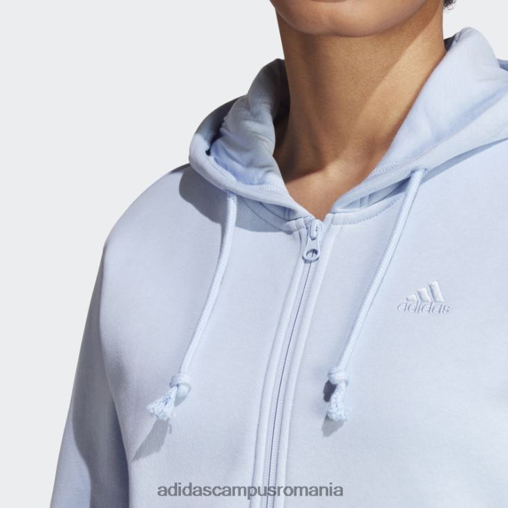 adidas campus romania all szn fleece hanorac cu fermoar complet albastru zori femei zori albastre J266N29595