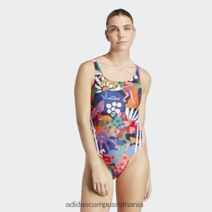 adidas campus romania costum de baie fermă alb femei alb/magenta/portocaliu unitar J266N216741