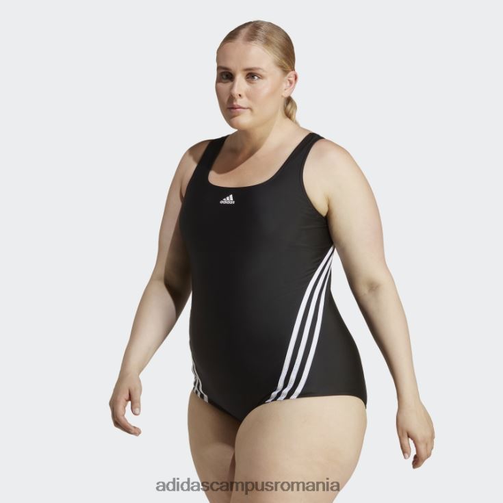 adidas campus romania costum de baie negru cu 3 dungi (mărime plus) femei alb negru J266N216493