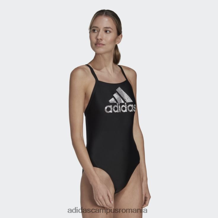 adidas campus romania costum de baie negru cu logo mare femei alb negru J266N217165
