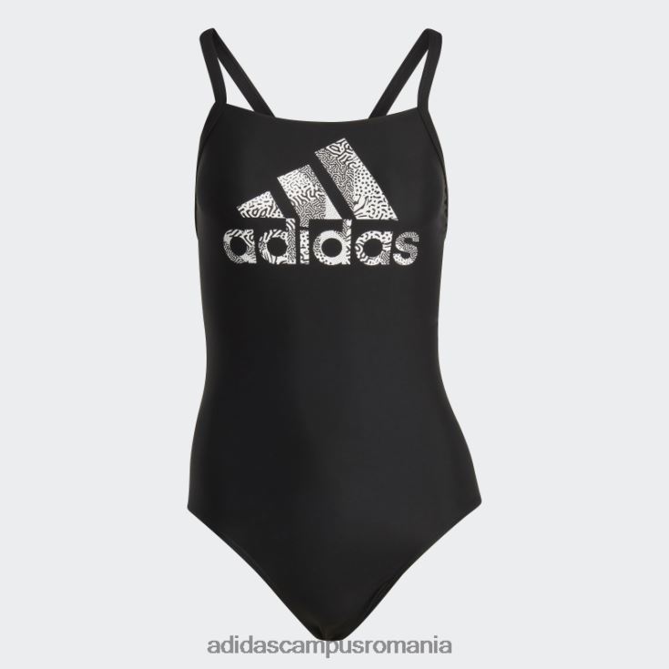 adidas campus romania costum de baie negru cu logo mare femei alb negru J266N217165