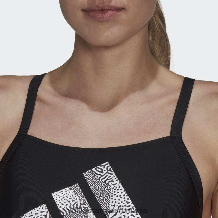 adidas campus romania costum de baie negru cu logo mare femei alb negru J266N217165
