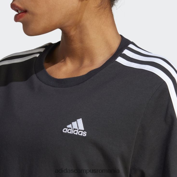 adidas campus romania crop top din jerseu simplu cu 3 dungi alb elegant femei alb negru J266N29491