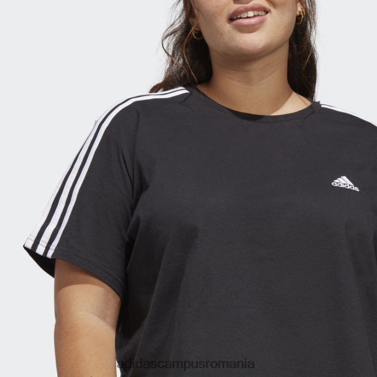 adidas campus romania crop top din jerseu simplu cu 3 dungi (mărime plus) negru femei alb negru J266N217162