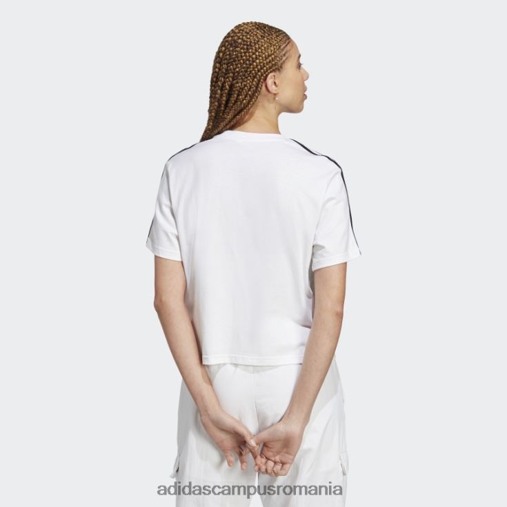 adidas campus romania crop top din tricou unic cu 3 dungi alb adidas femei alb negru J266N29540