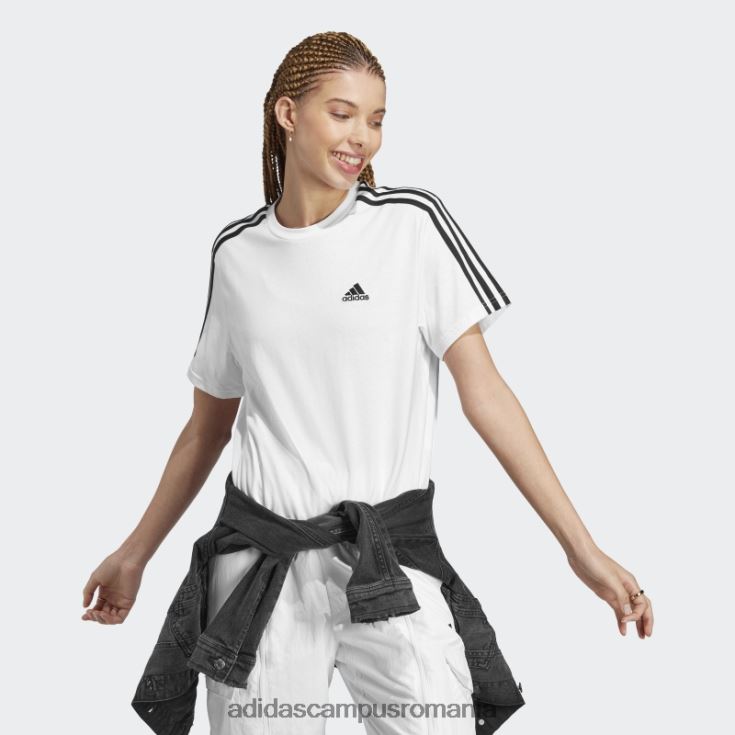 adidas campus romania crop top din tricou unic cu 3 dungi alb adidas femei alb negru J266N29540