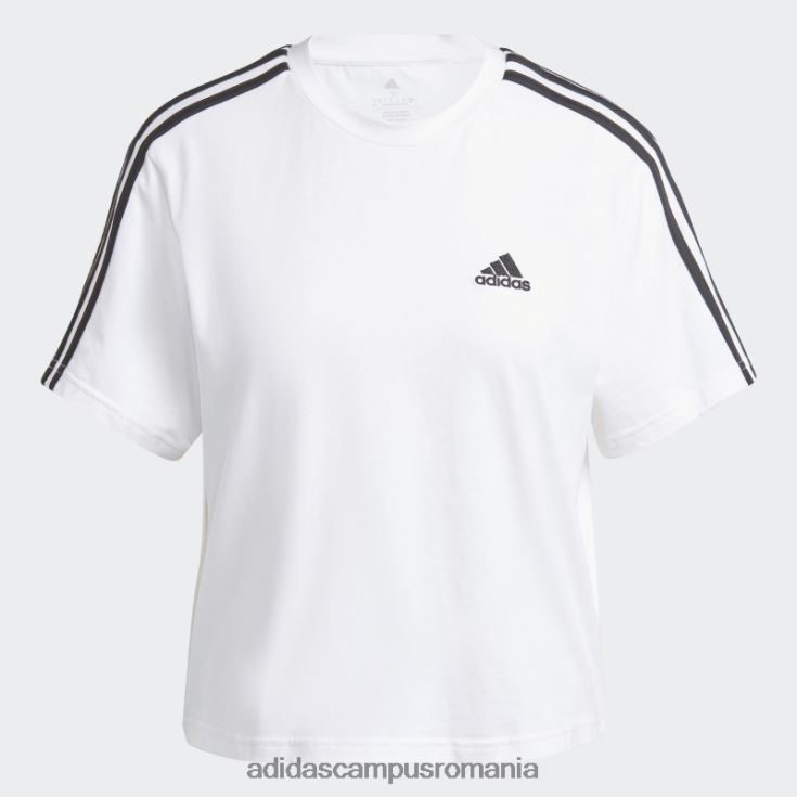 adidas campus romania crop top din tricou unic cu 3 dungi alb adidas femei alb negru J266N29540