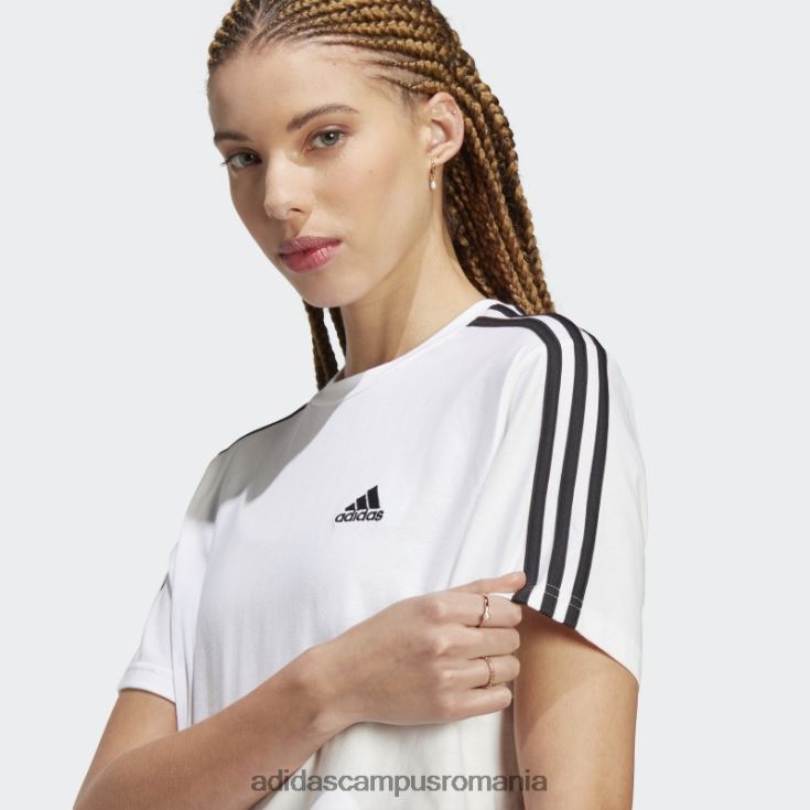 adidas campus romania crop top din tricou unic cu 3 dungi alb adidas femei alb negru J266N29540