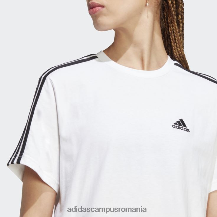 adidas campus romania crop top din tricou unic cu 3 dungi alb adidas femei alb negru J266N29540