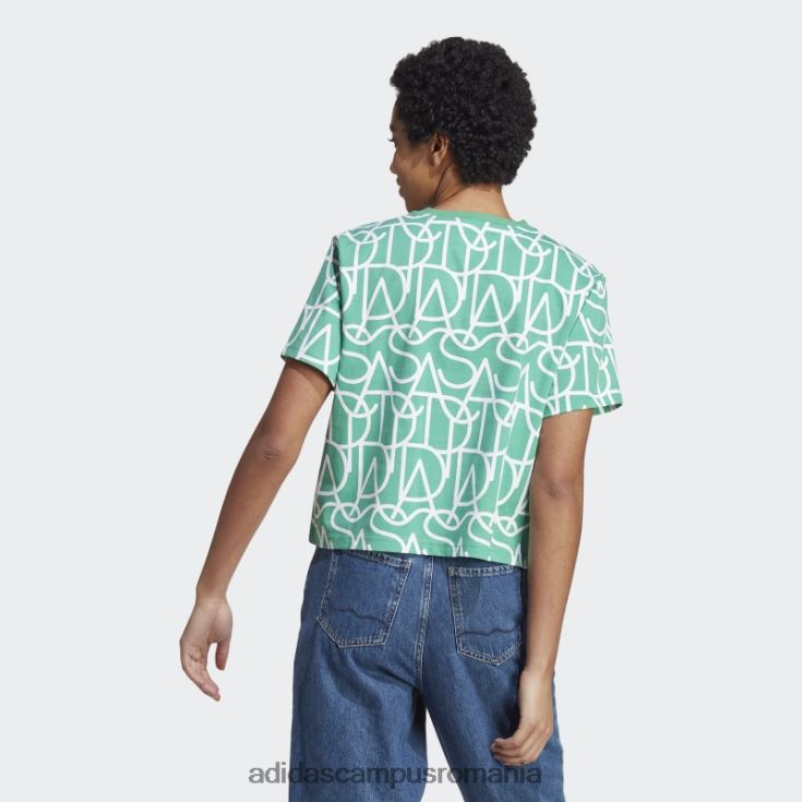 adidas campus romania curte verde allover grafic boyfriend tricou fashion femei verde curte/multicolor/alb J266N217438