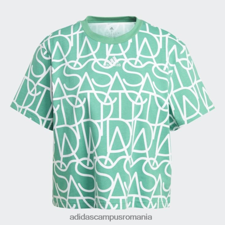adidas campus romania curte verde allover grafic boyfriend tricou fashion femei verde curte/multicolor/alb J266N217438