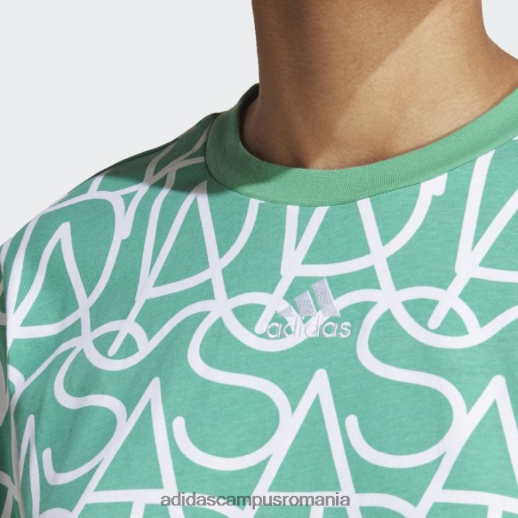 adidas campus romania curte verde allover grafic boyfriend tricou fashion femei verde curte/multicolor/alb J266N217438