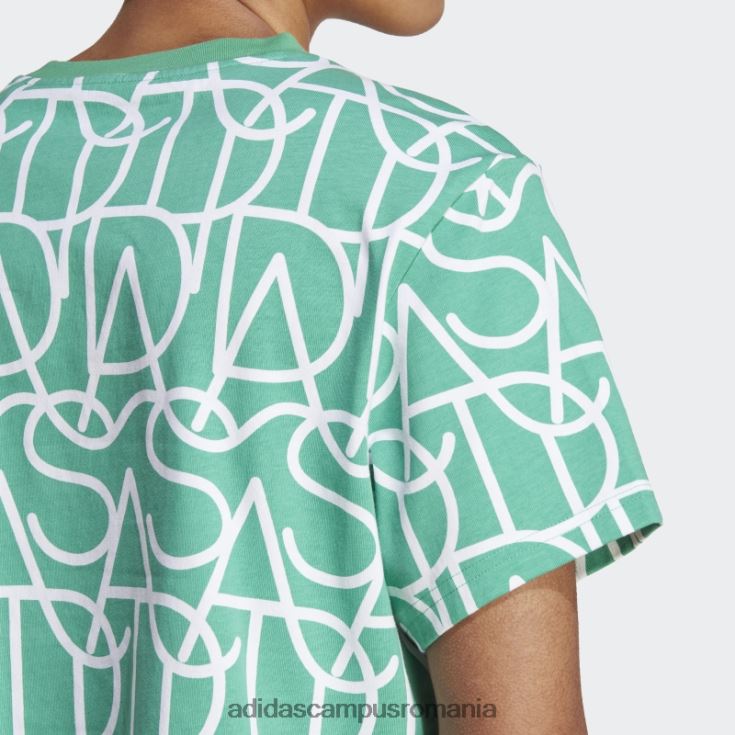 adidas campus romania curte verde allover grafic boyfriend tricou fashion femei verde curte/multicolor/alb J266N217438