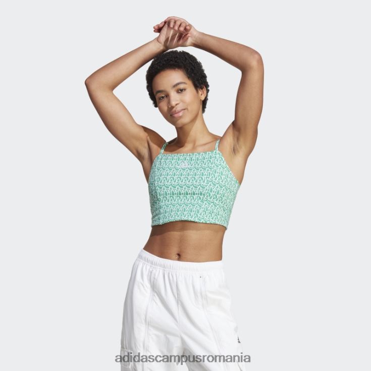 adidas campus romania curte verde fashion peste tot cu grafică, maiou inspirat de corset femei verde curte/multicolor/alb J266N217456