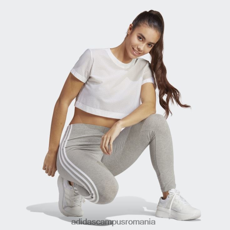 adidas campus romania esențiale 3 dungi cu talie înaltă jambiere dintr-un singur tricou adidas gri mediu femei gri mediu/alb J266N29474